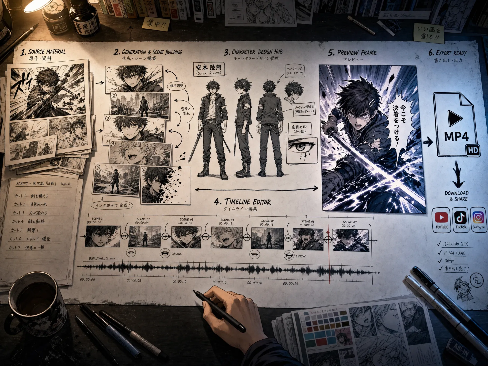 Manga animation canvas workflow