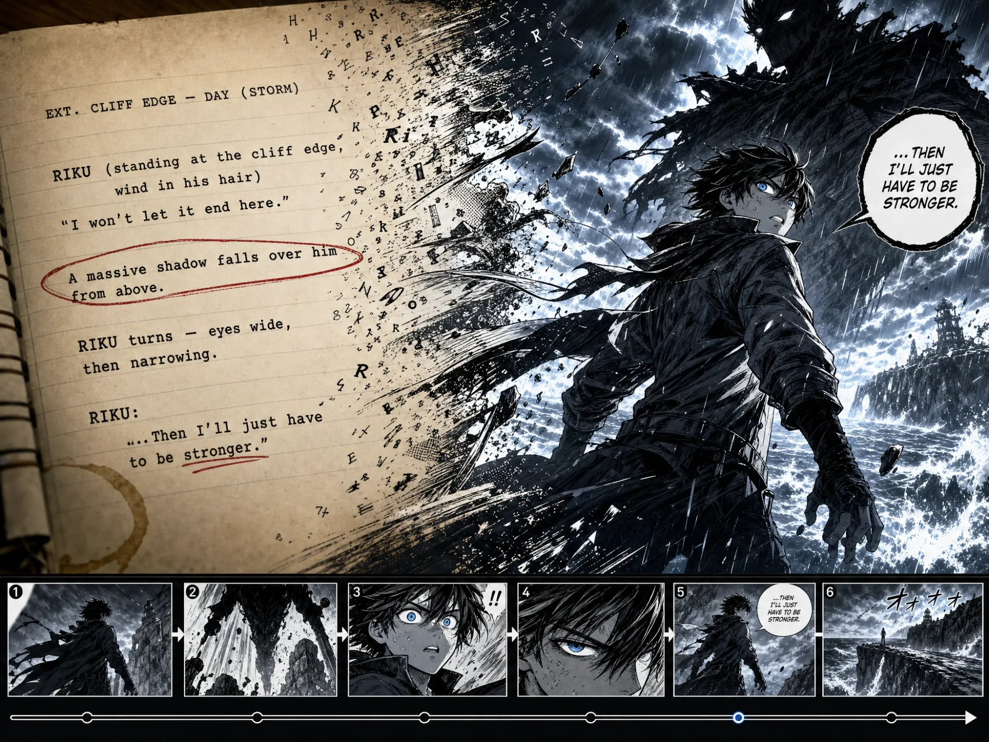 Manga script to animation AI