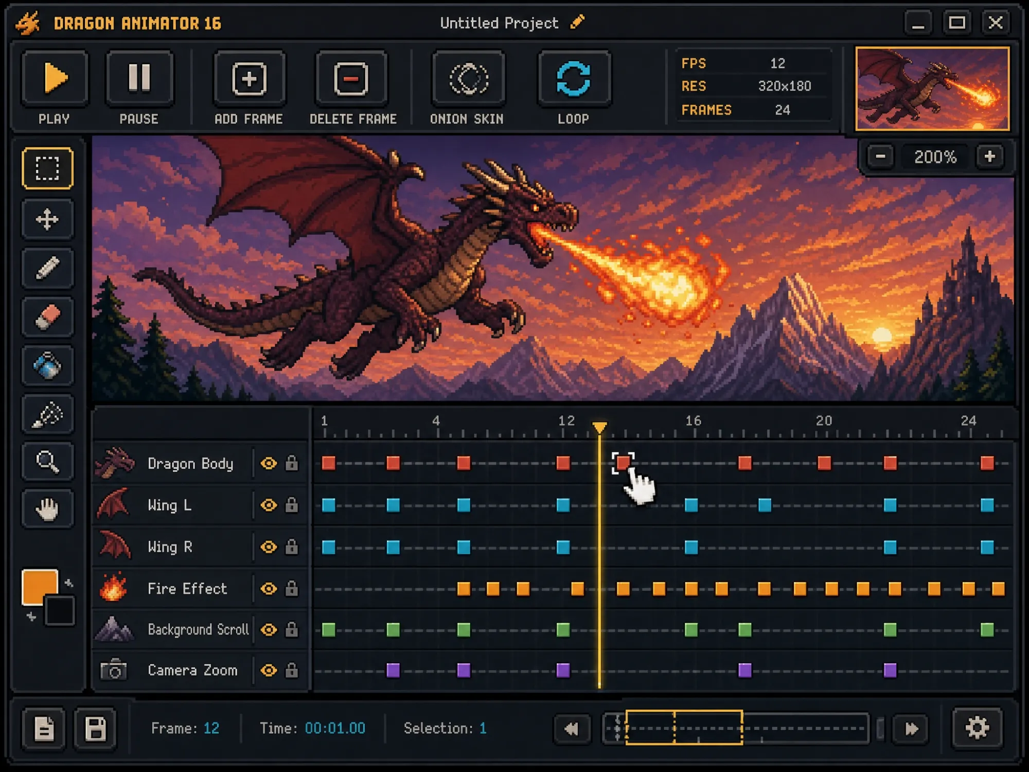 Pixel Art Animation Timeline Editor