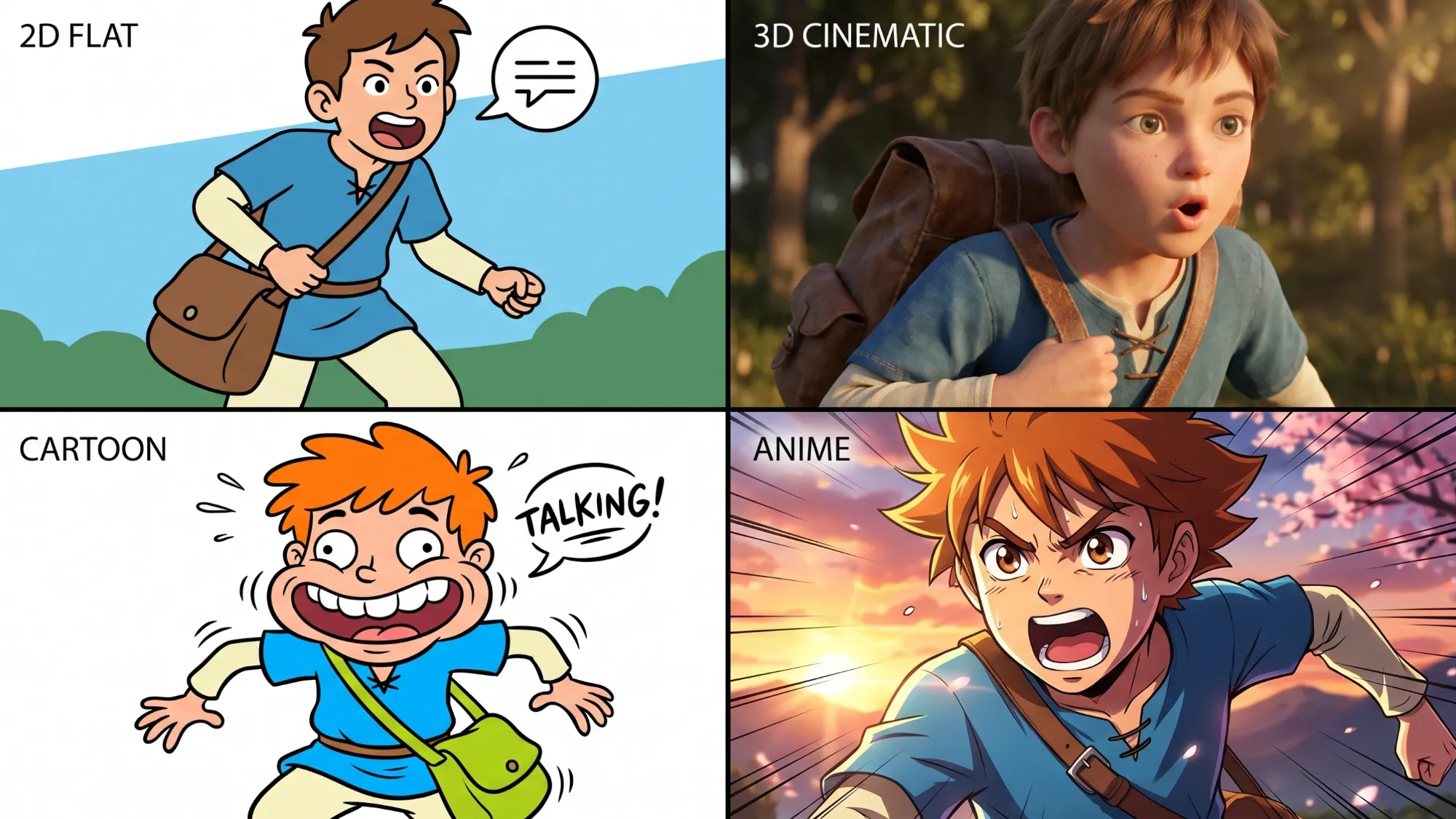 2D and 3D talking animation styles
