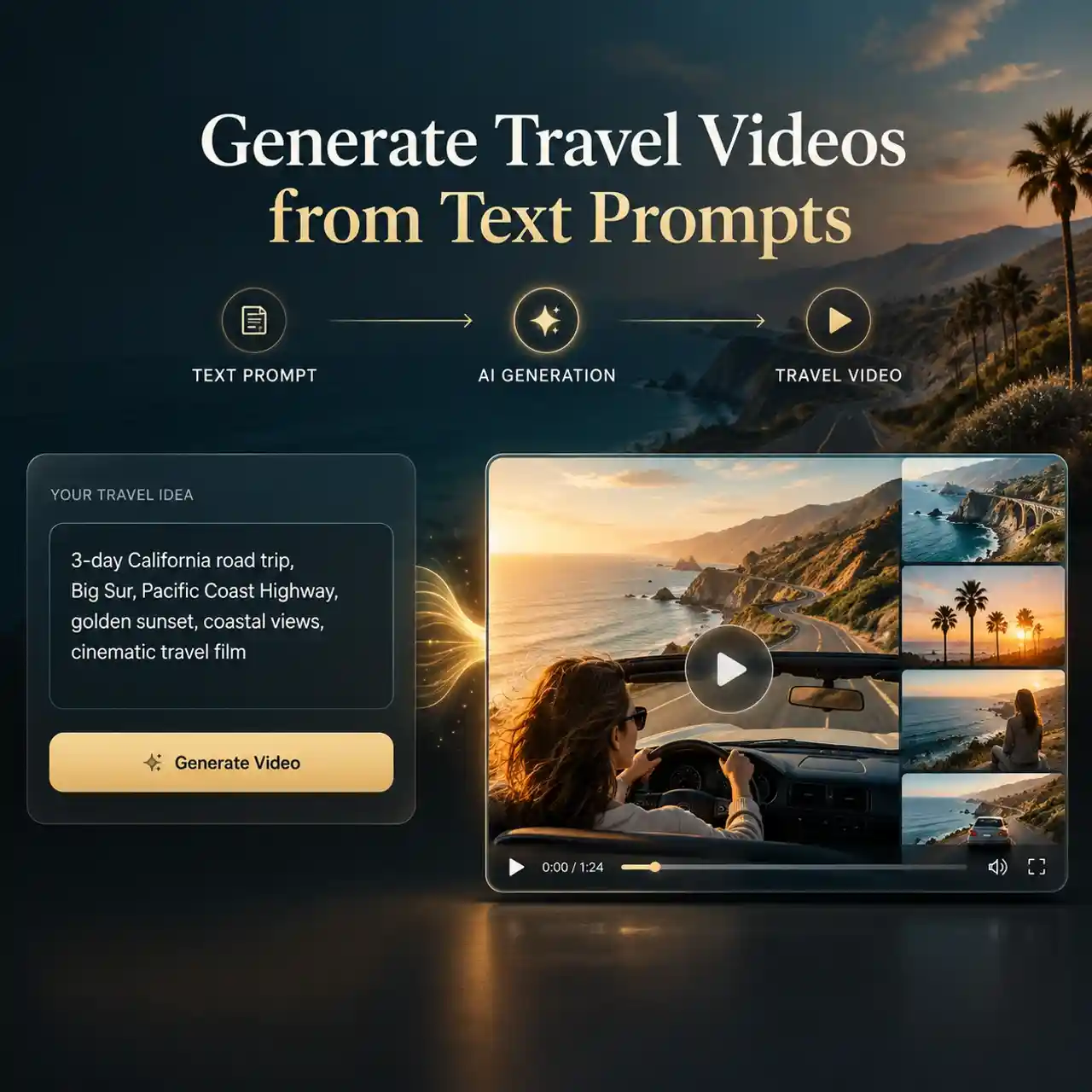 Generate travel videos from text prompts