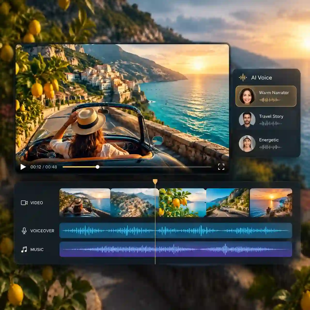 AI voiceover and music